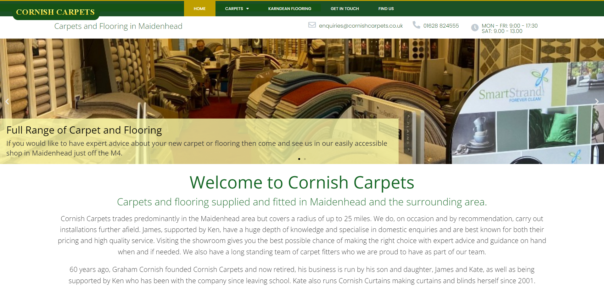 Cornish Carpets Maidenhead Small Business Website
